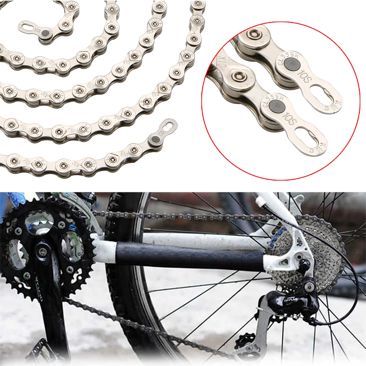 Bicycle Chain 116 Links 10 Speed Bicycle MTB Mountain Road Bike Chain Replacement Parts For Fixed Gear Road Bike Bicycle