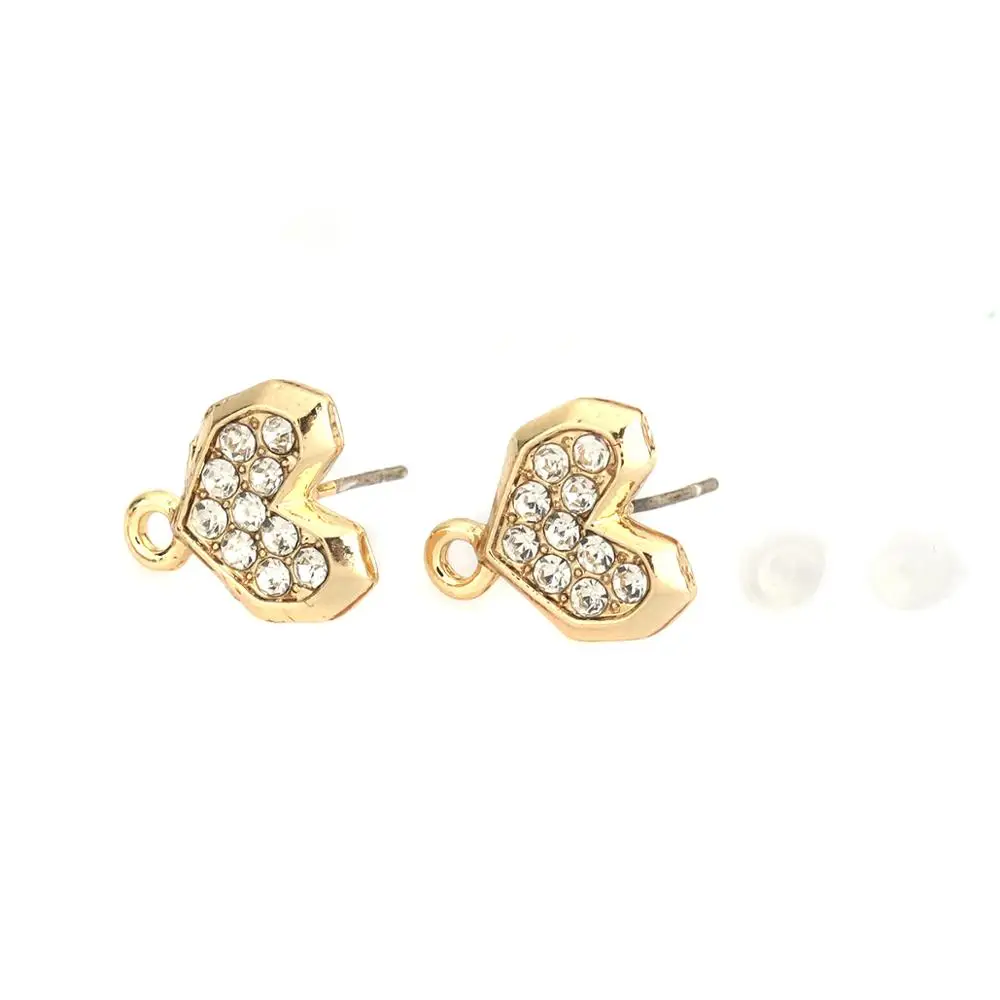 

Doreen Box Zinc Based Alloy Ear Post Stud Earrings Findings Heart Shape Loop Clear Rhinestone ,Post/ Wire Size:21 gauge ,10PCs