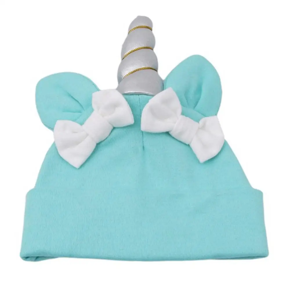Light Blue Модная Осенняя детская шляпа с бантиком, милая хлопковая шляпа из ткани, теплая шапка с ушками для малышей и детей, шапка для малышей - Цвет: Light Blue