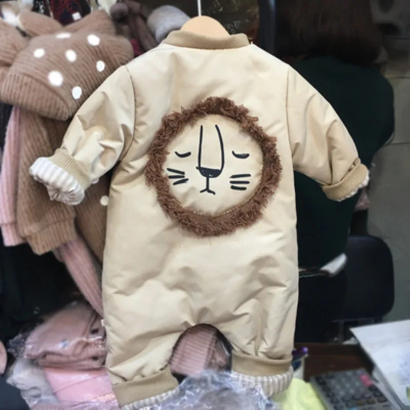 Baby Clothes Brand Wear Winter Jumpsuit Snowsuit Boy Lion Warm Romper Down Cotton Girl  infant Overcoat Baby winter Coat Clothes