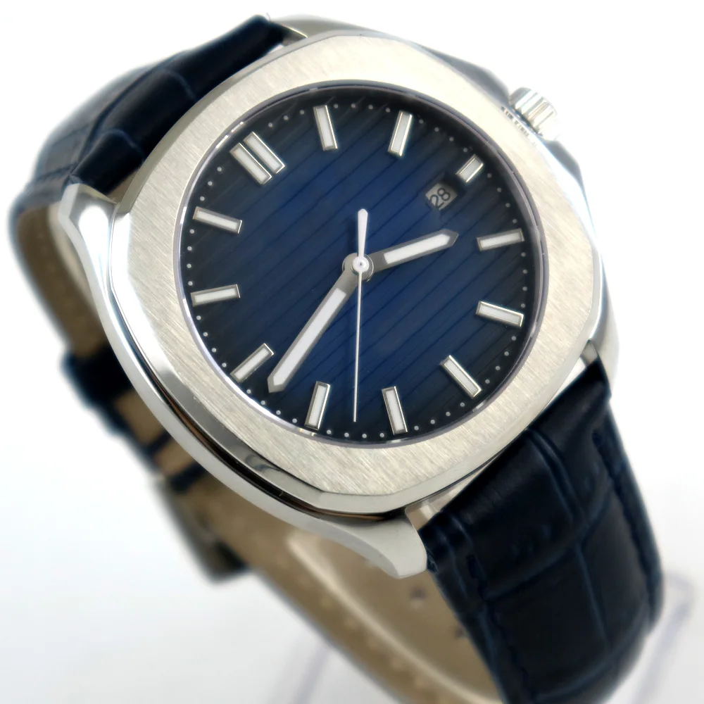 

40mm Bliger Gradient navy Blue sterile dial date window sapphire glass automatic mens watch