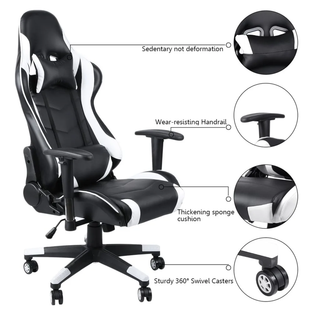 

360 Degree Rotation Gaming Chair High Back Computer Office Chair With Headrest Lumbar Support Racing Computer Gaming Chairs