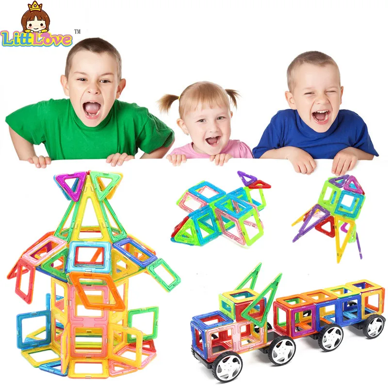 LittLove 46 шт. Магнитный дизайнерский Строительный набор прозрачные магнитные секции модель строительные блоки Развивающие игрушки для детей