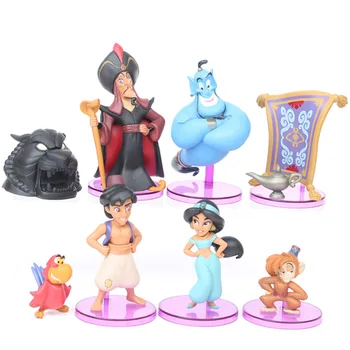

8 pieces/set Alasd lamp toy Creative Princess jasmine doll gift for kids Cake decoration Children's Day gift