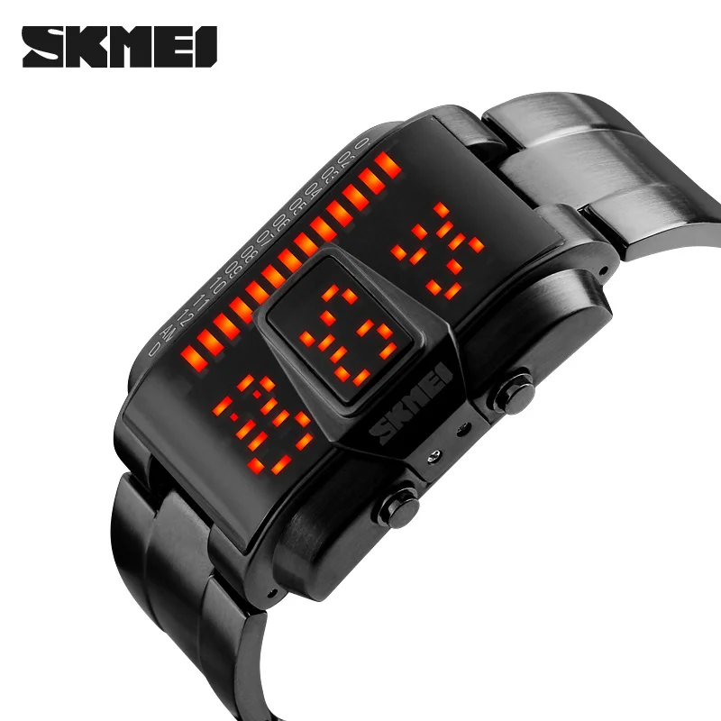 2020 SKMEI Для мужчин цифровые часы Прохладный светодиодный загрузки анимации Сталь