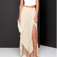 Женская летняя стильная юбка размера плюс XXS-8XL, сексуальная Длинная юбка с высоким разрезом, асимметричная шифоновая юбка макси с разрезом, Saias Longue