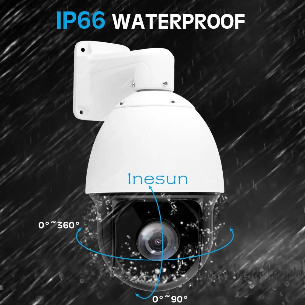 Inesun наружная IP PTZ Безопасности Камера 5MP Super HD 2592X1944 30X зум 395ft Ночное видение, IP66 Водонепроницаемый/Onvif/сигнализатор движения