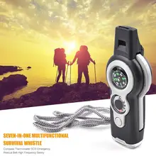 Наружный компас 7 в 1 аварийный спасательный SOS свисток с компасом и термометром отражающая зеркальная Светодиодная лампа многофункциональный спасательный инструмент