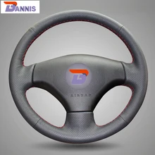 BANNIS Black Artificial Leather DIY Hand stitched Steering Wheel Cover for Peugeot 206 2007 2009 207