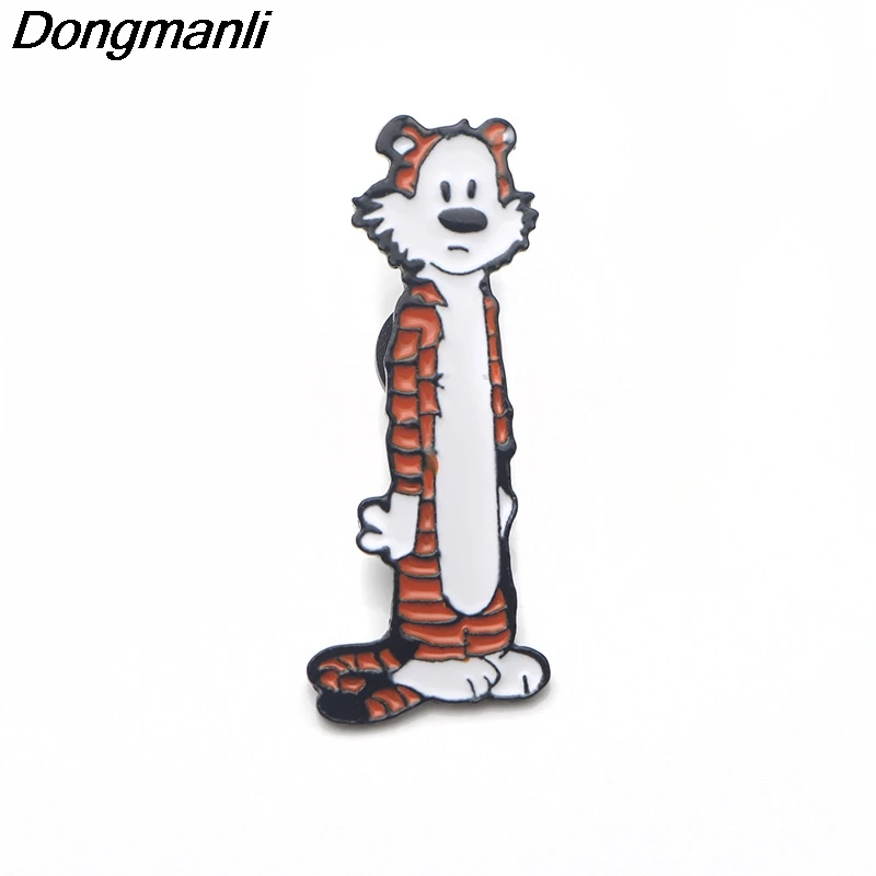 

P3680 Dongmanli Calvin and Hobbes Tigger Cute Metal Enamel Pins and Brooches for Lapel Pin Backpack Bags Badge Cool Gifts