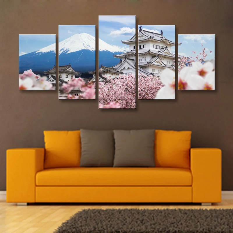 5 pieces high-definition print tower landscape canvas oil painting poster and wall art living room picture TA5-001 (1)