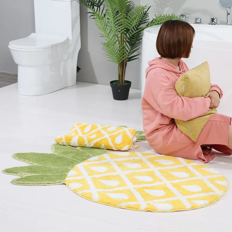 

Pineapple Machine Wash Carpet Children Room Decoration Mat Bath Floor Mat Doormat Bedside Bedroom Area Rug Living Room Carpets