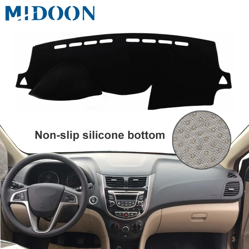 

MIDOON Car Dashboard Cover For Hyundai Accent Verna 2012 2013 2014 2015 2016 2017 Solaris Dash Mat Pad Carpet Anti-UV Anti-slip
