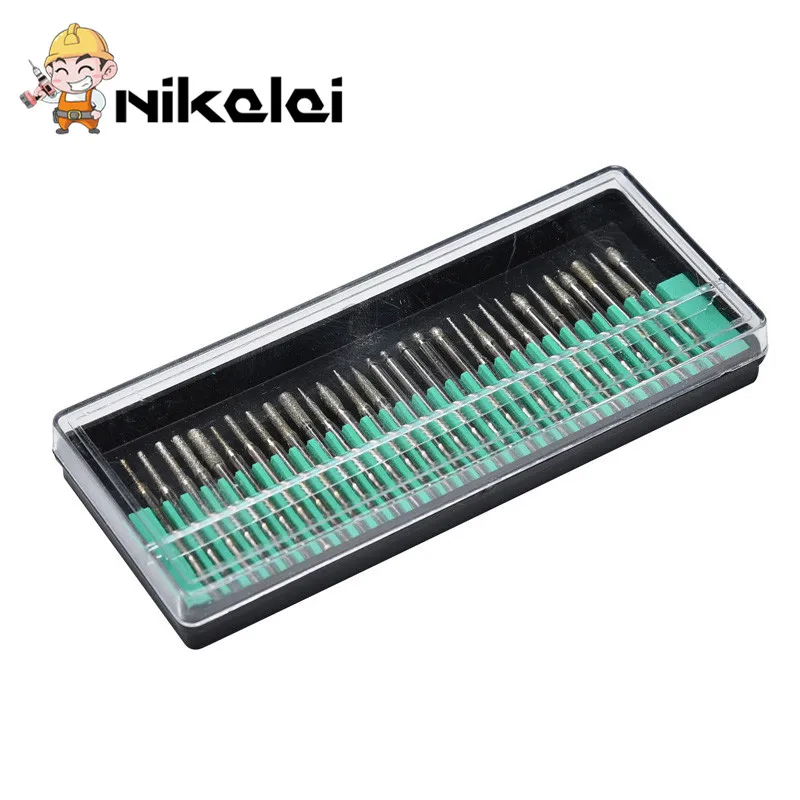

30Pc Nail Drill Bits Diamond Mounted Point Set Grinding Pricker Wheel Head Nail Dentistry Tools for Abrasive Machine Accessories