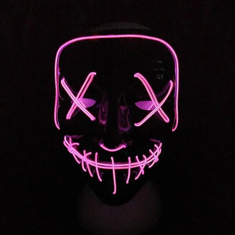 Маска на Хеллоуин, светодиодный светильник, Вечерние Маски, маска для продувки, веселые маски, карнавальный костюм, светящиеся в темноте - Цвет: Purple