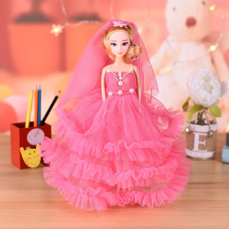 Dolls Toys Three-layer Skirt Butterfly Princess Wedding Dress Fashion Doll Toys for Girls dolls set Birthday Christmas Gift 4pcs