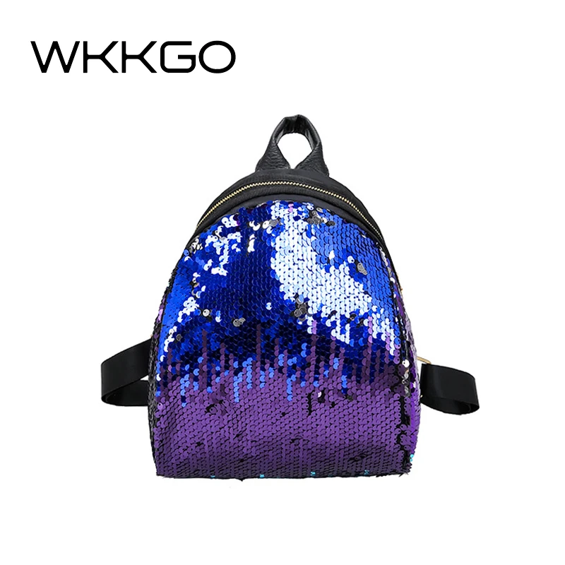 

WKKGO Ladies Clutch Pack School Backpacks Fashion Sequin Flash Rucksack Women Travel Backpack Small Shopping Shoulder Purse Bags