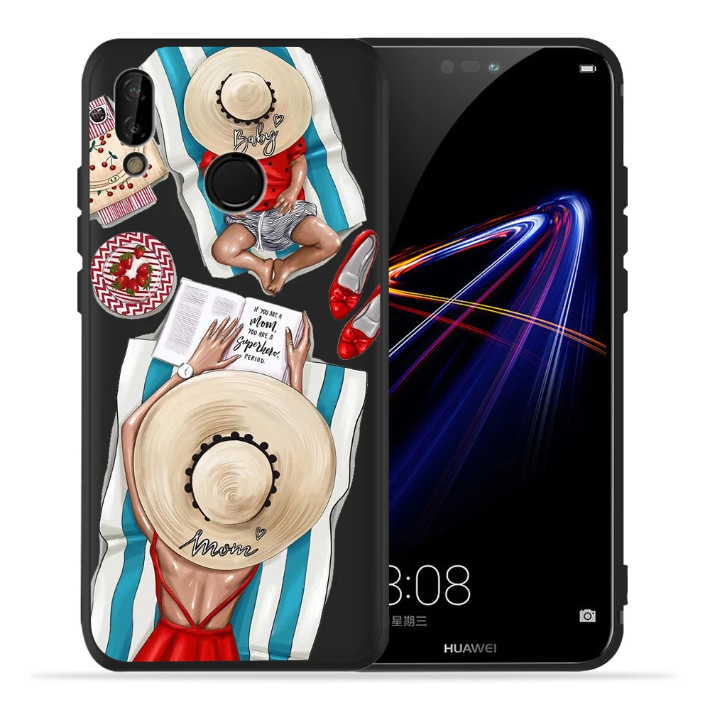 Чехол с коричневыми волосами Mama Baby mouse Super Mom Girl Для huawei P30 Pro для huawei p20 lite mate 20 Honor 8 10 PSmart Etui - Цвет: 07