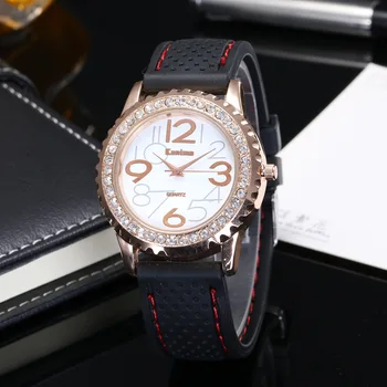 

2018 new digital diamond dial dial silicone strap casual fashion exquisite precision high-end luxury women's quartz watch