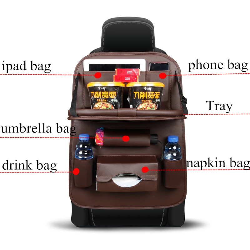 Портативный органайзер для хранения на заднем сиденье автомобиля, сумка, складная стойка для столовой, многокарманный лоток для путешествий, защита от ударов, коврик для детей
