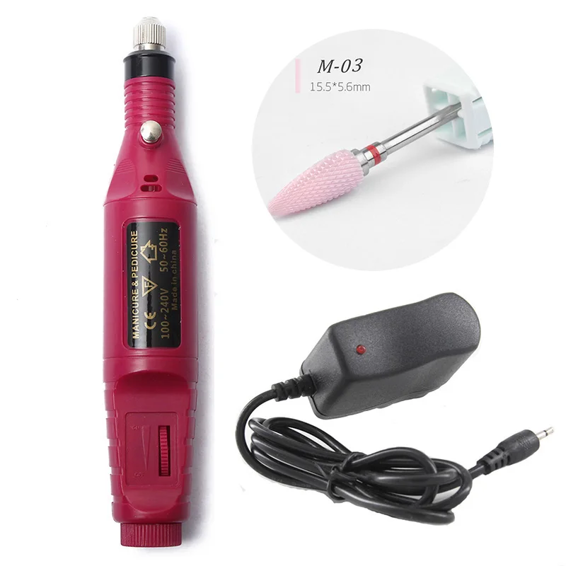 

1set Professional Electric Manicure Machine Gel Cuticle Ceramic Cutters Nail Art Drill Bit Mill File New Design Indicator Plug