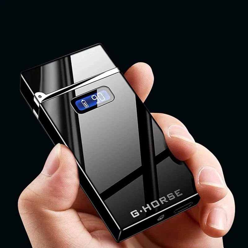 

New Electric Lighter with LED Display USB Charging Cigarette Lighter Windproof Arc Plasma Lighters Gadgets for Men Gift isqueiro