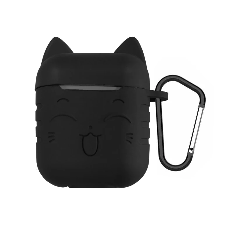 Роскошный мягкий силиконовый чехол для Airpods, чехол для наушников, чехол с красочным милым котом из ТПУ, мини противоударный чехол для Air Pods i12 i10 Capa - Цвет: black