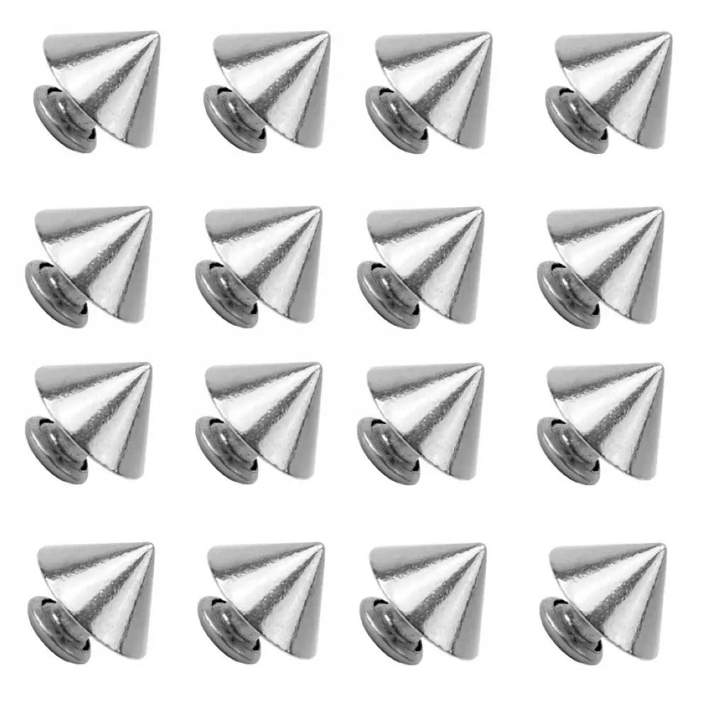 

25pcs Punk Rock Metal Cone Stud Rivet Leathercraft Belt Bag Bracelet Decorations Silver Plated Spots