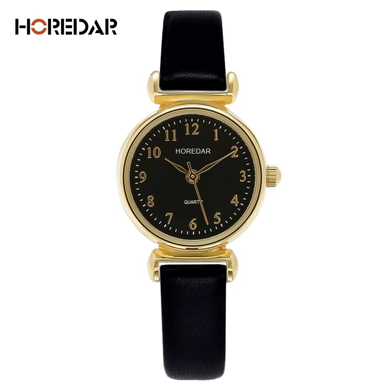 HOREDAR Vintage Gold Women Watch Top Luxury Brand Quartz Watches Women Simple Small Dial Wristwatch gift box relojes hombre 2017--