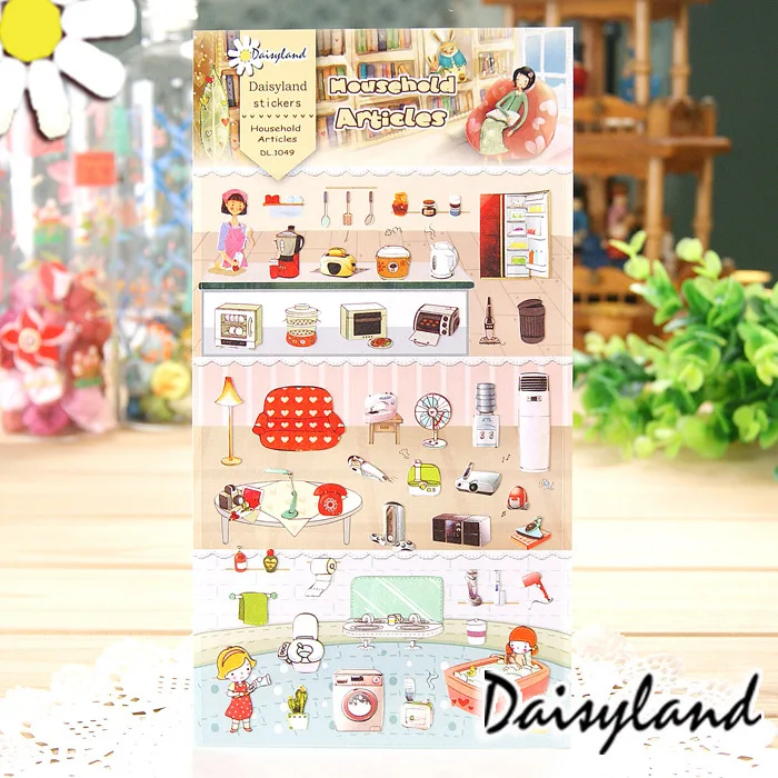 

1 Sheet Home Kitchen Articles Cartoon Daisyland Scrapbook PET Paper Kawaii Sticker Diary Decal Post It Phone Sticker Flakes 1049