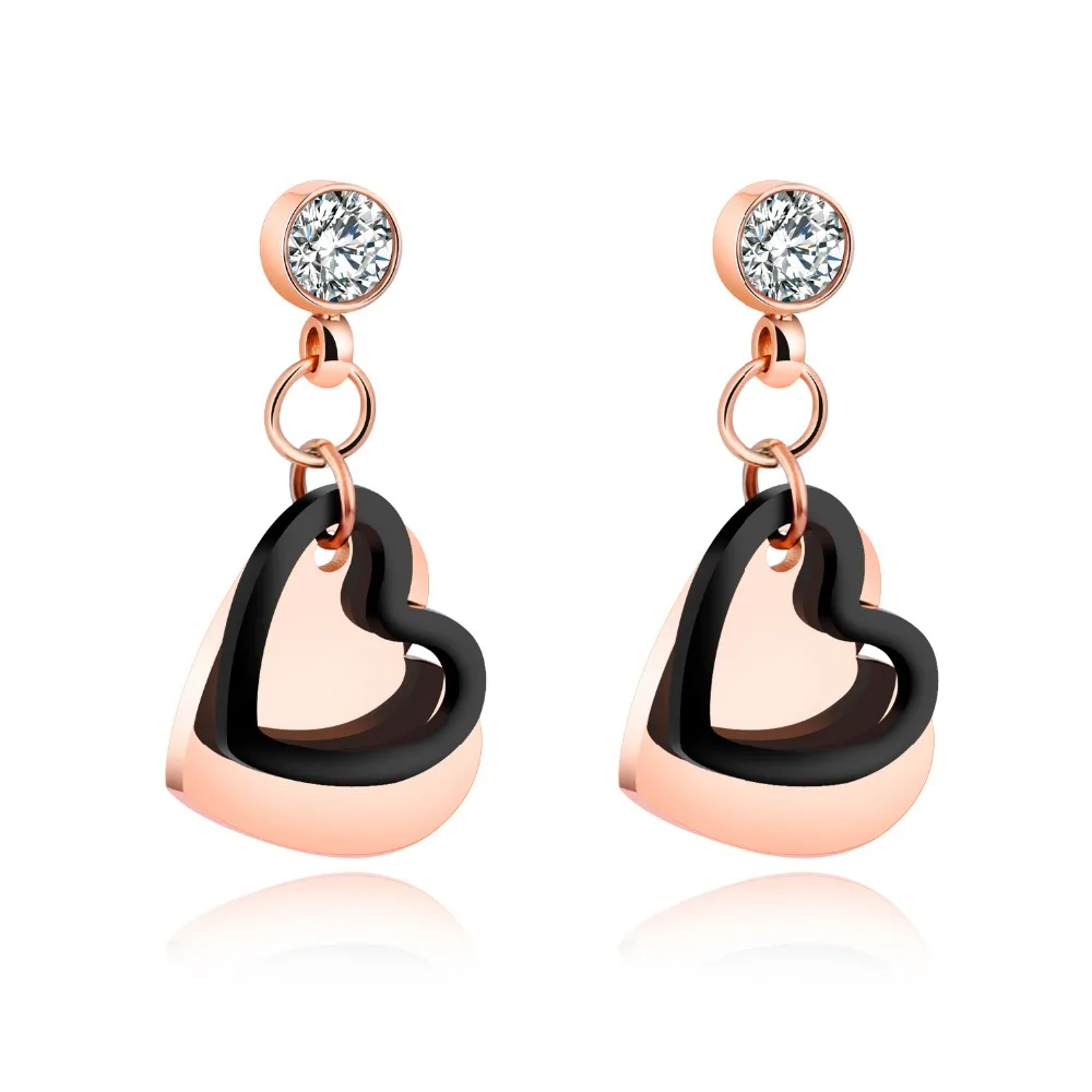 

Fate Love Chic Small Heart Women 's Stud Earrings AAA Zircon Inlay Rose Gold Color Woman Vintage Birthday Gift Drop Shipping