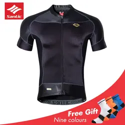 SANTIC Мужская одежда для велоспорта черная велосипедная футболка велосипедная короткая одежда MTB Спорт на открытом воздухе мужские горные
