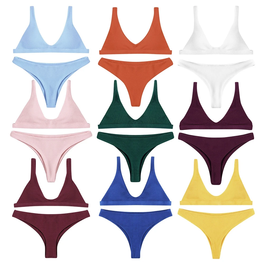 

New Bikinis Women Sexy Swimsuit Swimwea Push-Up Padded Bra Solid Beach Bikini Swim Swimwear Maillot De Bain Femme Biquini