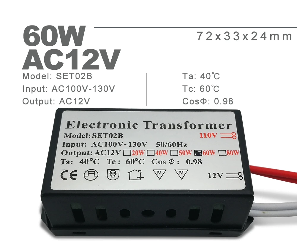 110 в электронный трансформатор 60 Вт 120 Вт 160 Вт AC110V-130V в переменный ток 12 в источник питания для G4 галогенная хрустальная лампа бусины кварцевая люстра