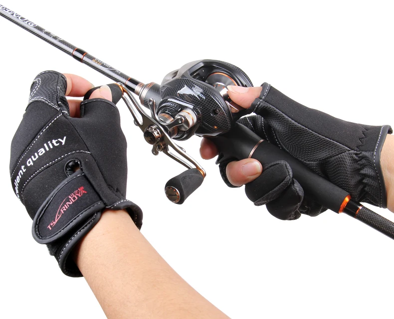 TSURINOYA High Quality 1pair LXL Size Three Fingerless Fishing Gloves Anti-Skid Breathable Sports Gloves Lure Fishing Tackle  (9)