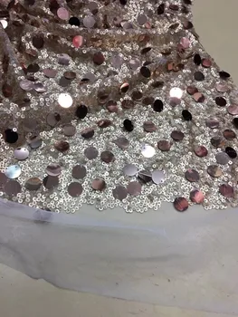 

sat-52031 unique glitter glued sparkle tulle mesh lace fabric 5yards for evening dress/fashion show