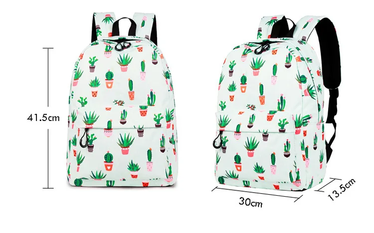 WINNER Water Resistant Fashion Cactus Printed School Backpack Polyester 14 Inch Laptop Cute Bookbag For Teenage Girls (9)