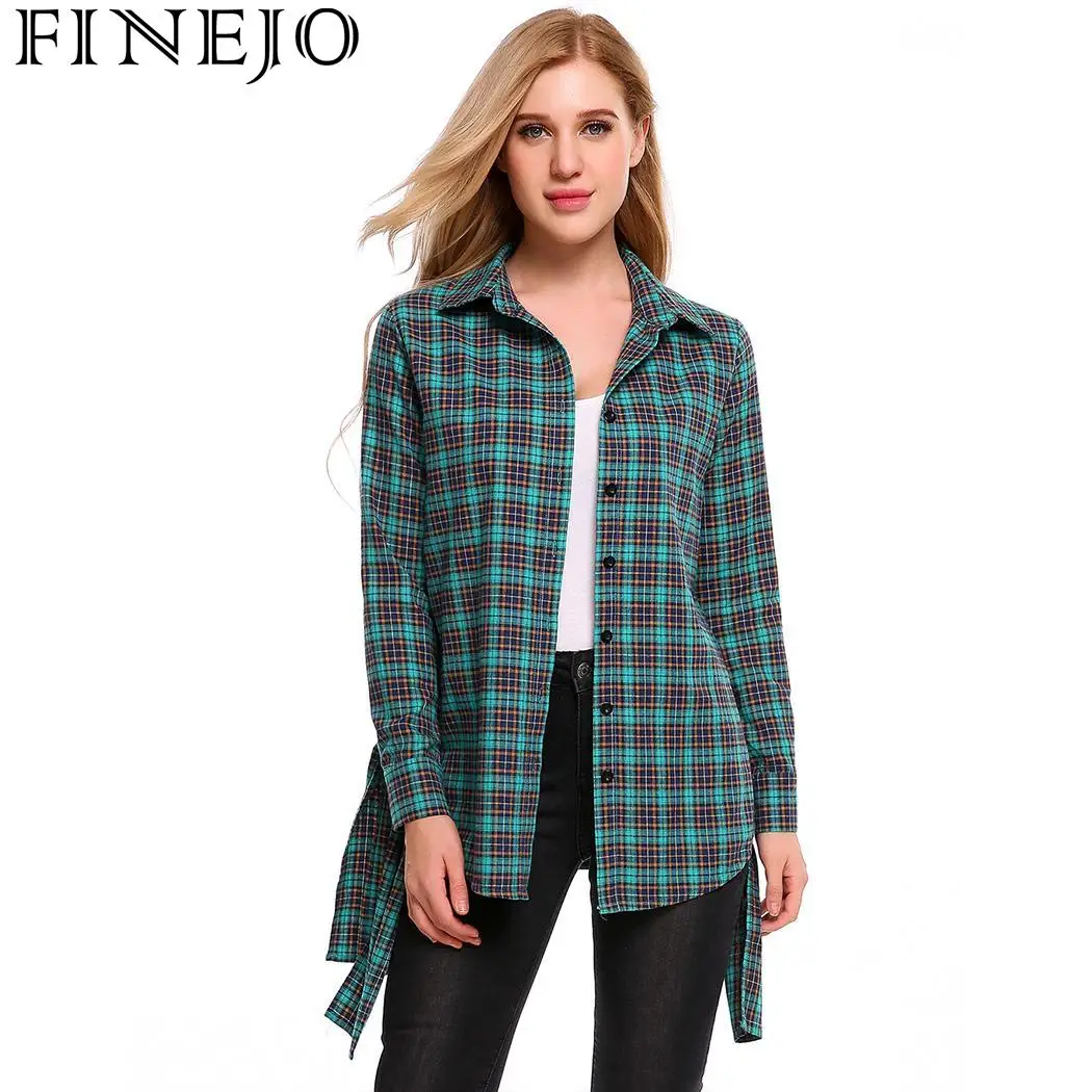 FINEJO 2018 новые Брендовые женские блузки рубашки с длинным рукавом хлопковые