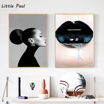 

Makeup print Fashion wall art black and White photo Vogue picture Poster Wall Pictures for Living Room No Frame