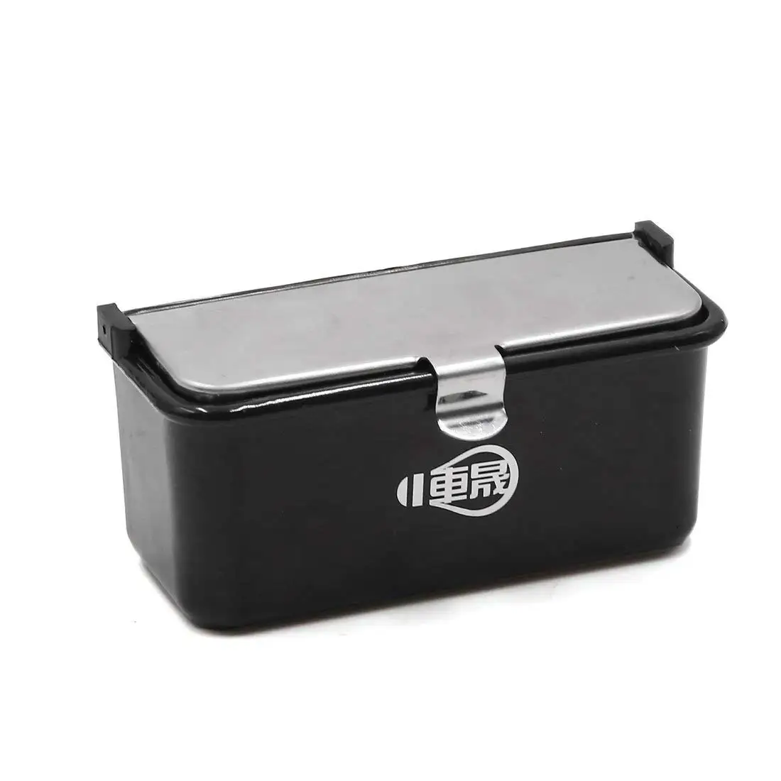 uxcell Black Silver Tone Plastic Metal Rectangle Portable Car Cigarette