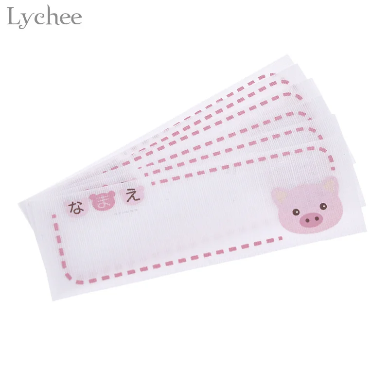 Lychee 6pcs/pack Cute Cartoon Animal Name Sticker Patches Iron On Handwritten Name Patch DIY Clothing Applique Accessory