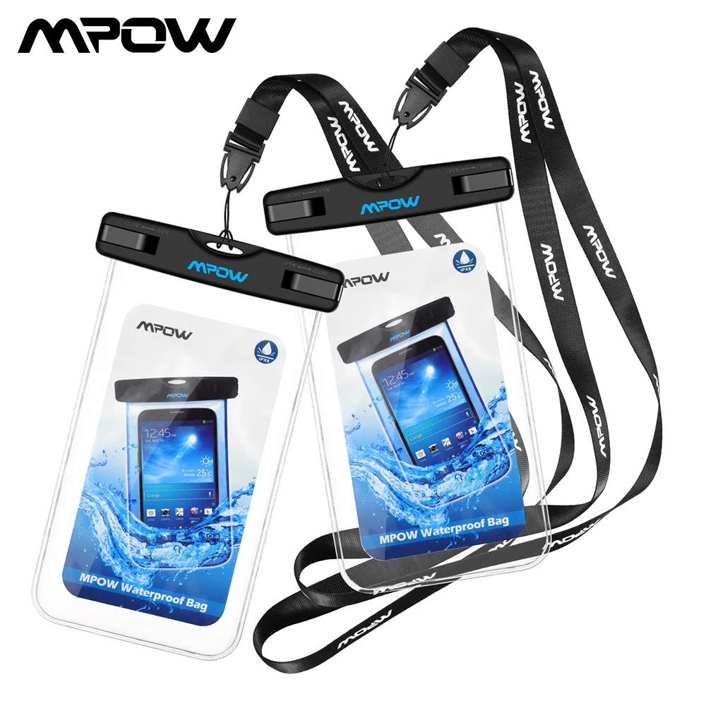 

[2 PCS] Mpow PA021 Universal IPX8 Waterproof Case Compatible With Max 6 Inch Phone Waterproof Phone Case For iphone X Smartphone