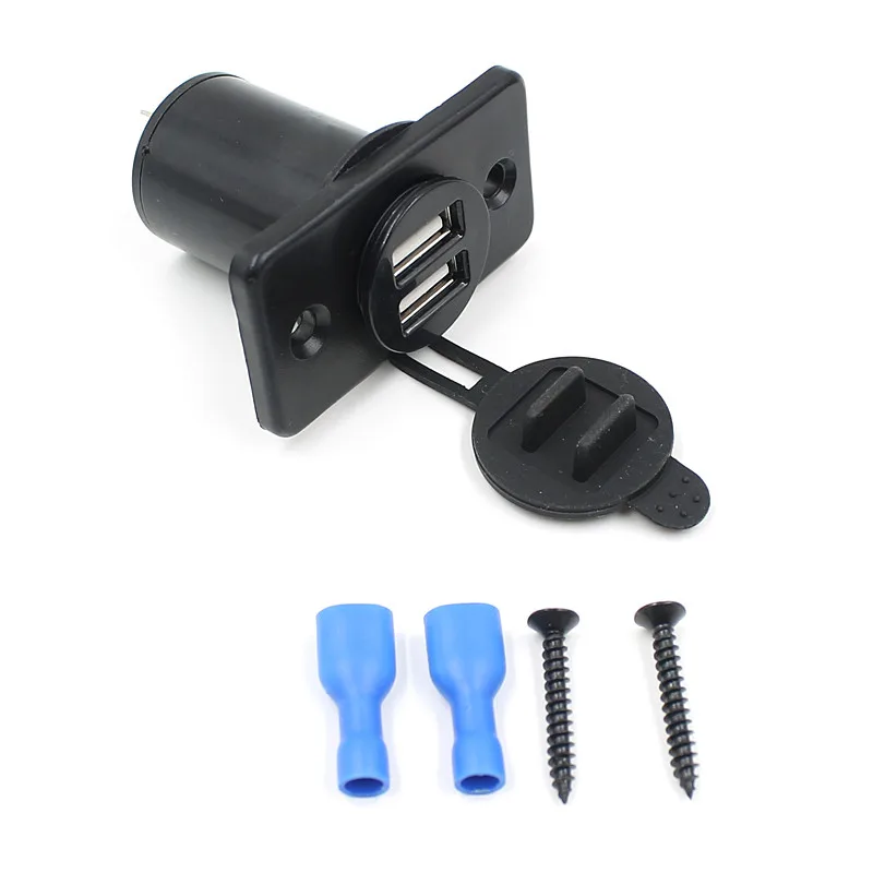 

5V 2.1A/1A 12V Dual USB Car Charger with Panel Waterproof Power Adapter Socket Outlet for Vehicle Boat Truck Motorcycle