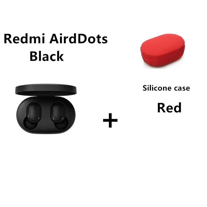 Xiaomi Redmi AirDots беспроводные стерео наушники Bluetooth 5,0 наушники с зарядным устройством наушники-вкладыши с микрофоном Handsfree наушники с управлением AI - Цвет: add red case