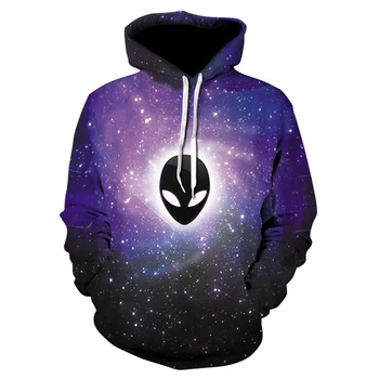 

Plus-size hoodie jerseys, loose hoodie tops with purple starry skull-print pullovers for men and women