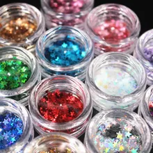 Горячая 12 цветов звезды блестки для ногтей/тела/глаз порошок «лазерные» блестки DIY Акриловая жидкость советы Акриловая жидкость жидкий кристалл Yhv05