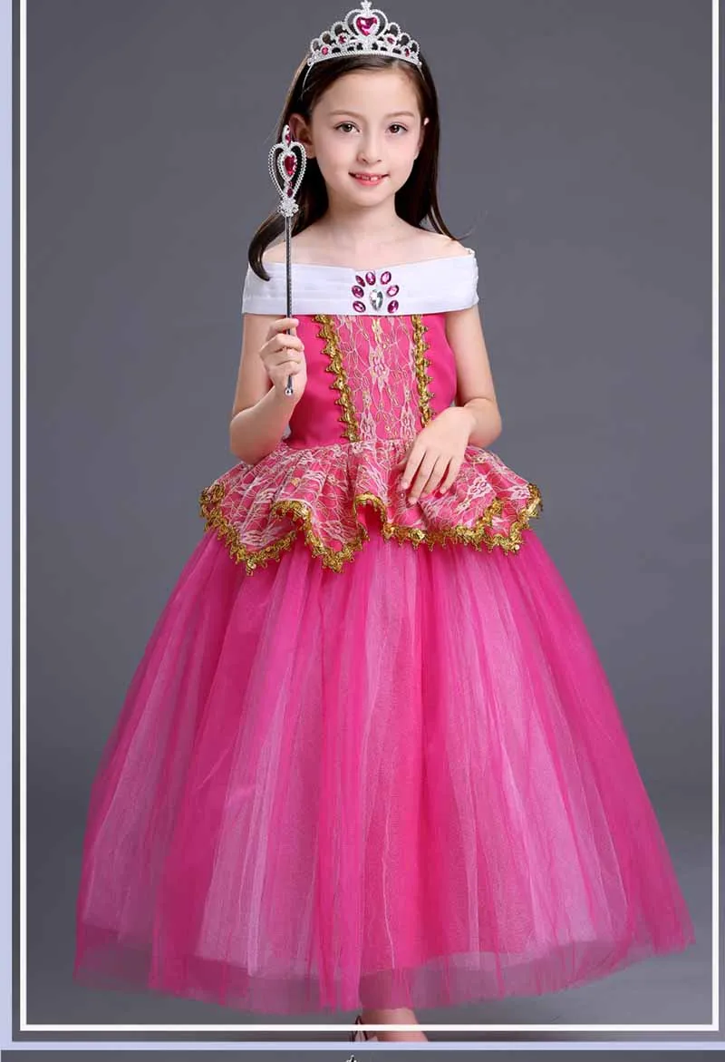 Детский костюм на Хэллоуин, Розовое Бальное Платье для девочек, праздничное платье для маленьких девочек, платье принцессы, нарядное