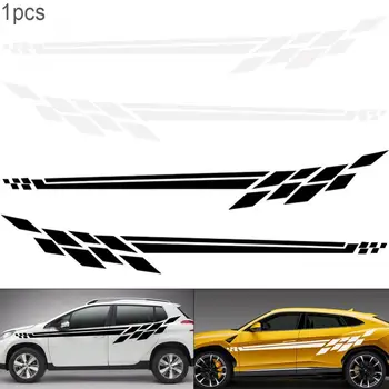 

310CM Durable PVC 2 Colors Stripe Lattice Personality Car Racing Waist Line Mudguard Body Side Body Sticker