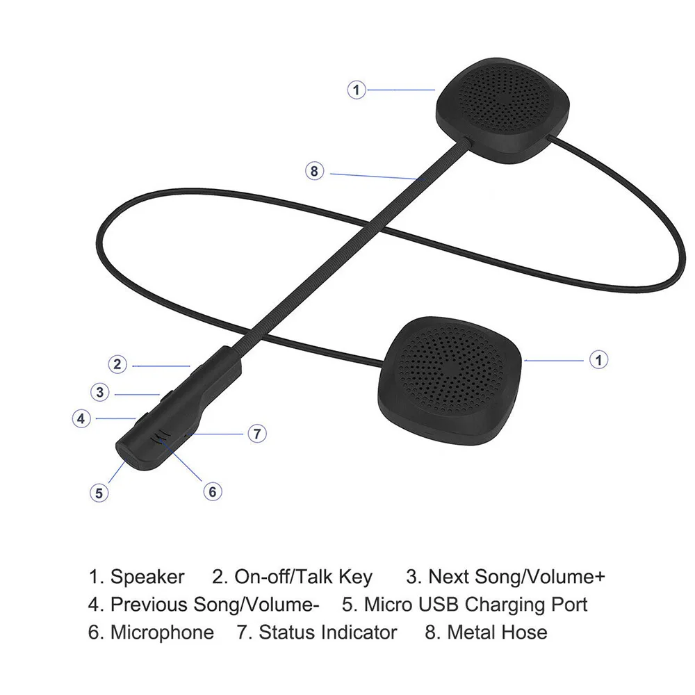 Беспроводная Bluetooth 5,0 Универсальная гарнитура MH04 для мотоцикла, скутера, шлема, гарнитура, громкая связь, музыка, управление звонками, наушники