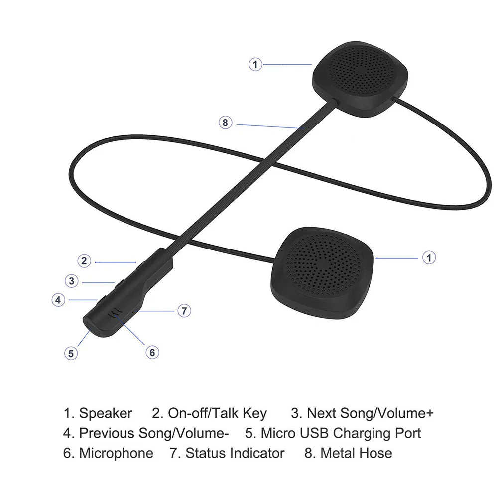

Wireless Bluetooth 5.0 Universal MH04 Motorcycle Scooter Helmet Headset Headset Speaker Handsfree Music Call Control Headphone